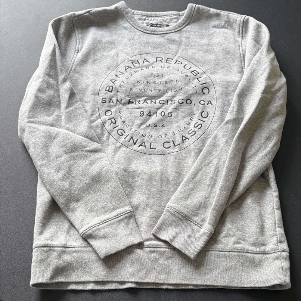 Banana Republic Gray Logo Crewneck Sweatshirt